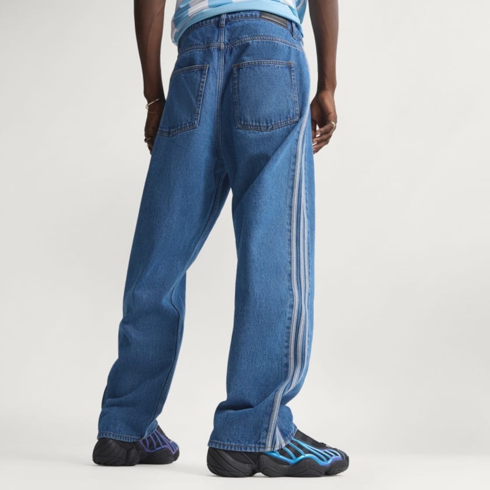 adidas Medium Blue Relaxed Jeans with Light Stripe